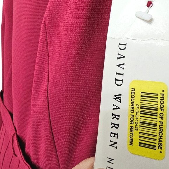 Nwt David Warren Retro Inspired Magenta Sleeveless Pleated Skirt/,Bow Belt Dress - Picture 14 of 17